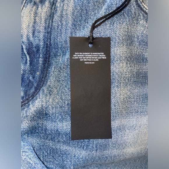 RtA 34W straight Blue Jeans 3M reflective knee rip racing stripe Denim - Picture 6 of 11